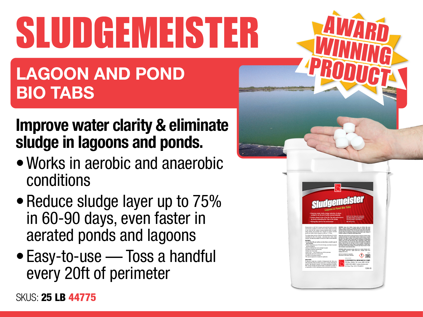 Sludgemeister - Lagoon and Pond Bio Tabs - Wastewater Essentials  - Collections, Plants, and Lagoons - Wastewater Treatment